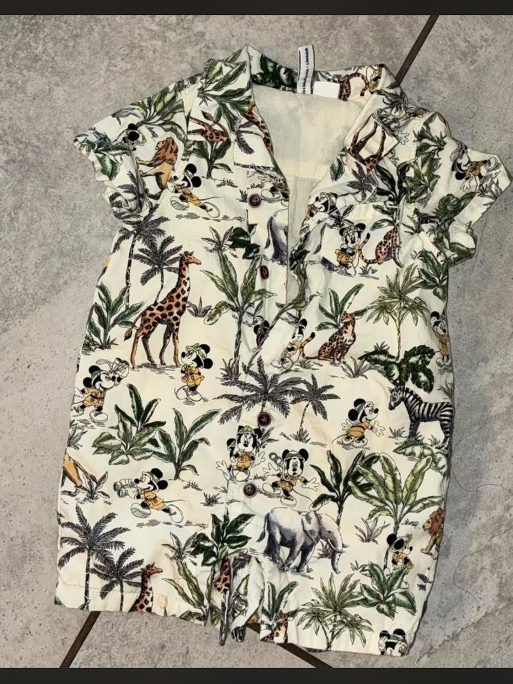 Janie and Jack Cream Jungle Print Mickey Mouse One-Piece Bodysuit